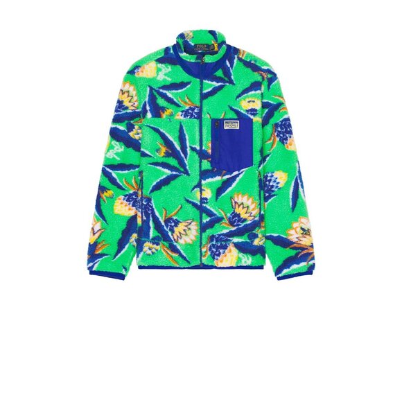 Polo Ralph Lauren Hi Pile Zip Sweater in Bonheur Floral & Jadite - Picture 2 of 5